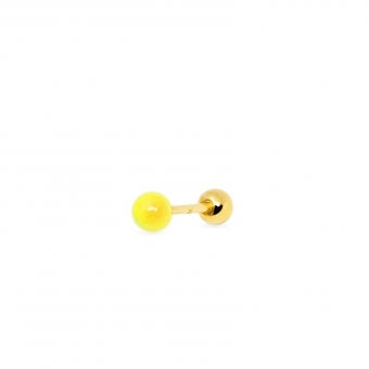 Kolczyk kuleczka z żółtą emalią, srebrny pozłacany