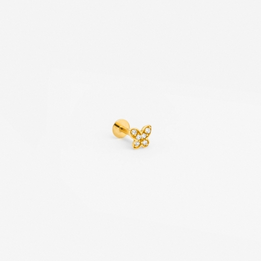 Złoty kolczyk motylek z cyrkoniami